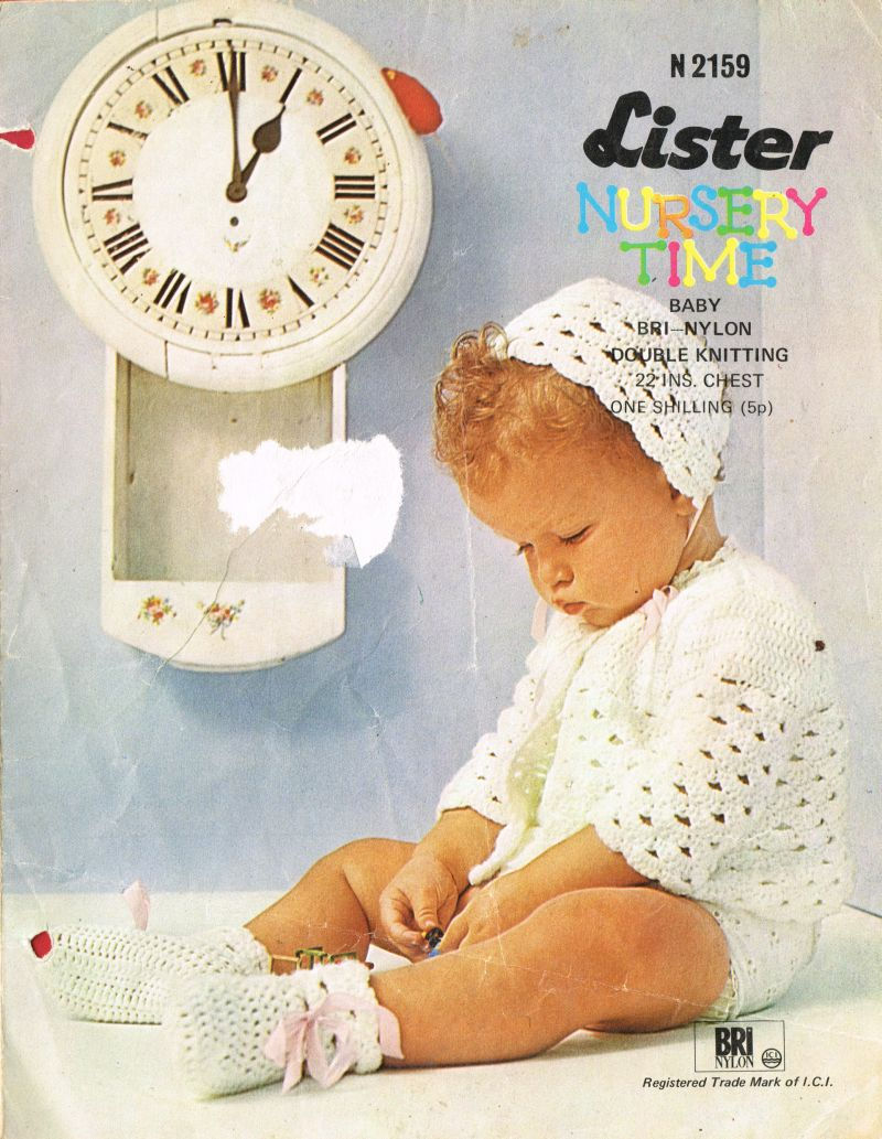 Lister 2159 baby matinee coat set vintage crochet pattern  PDF Download