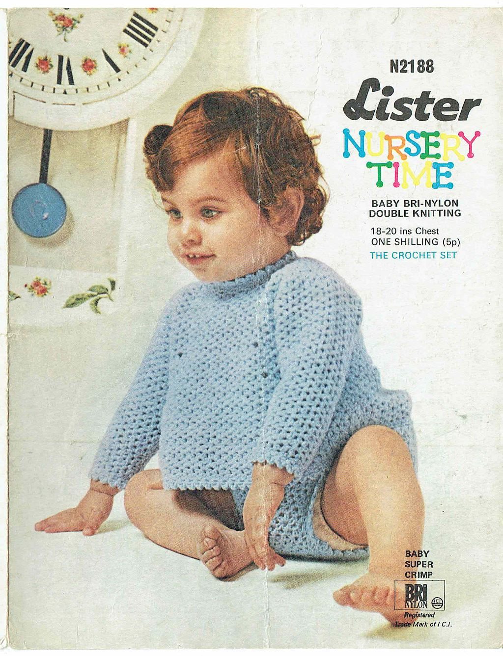 Lister 2188 baby dress set vintage crochet pattern  PDF Download