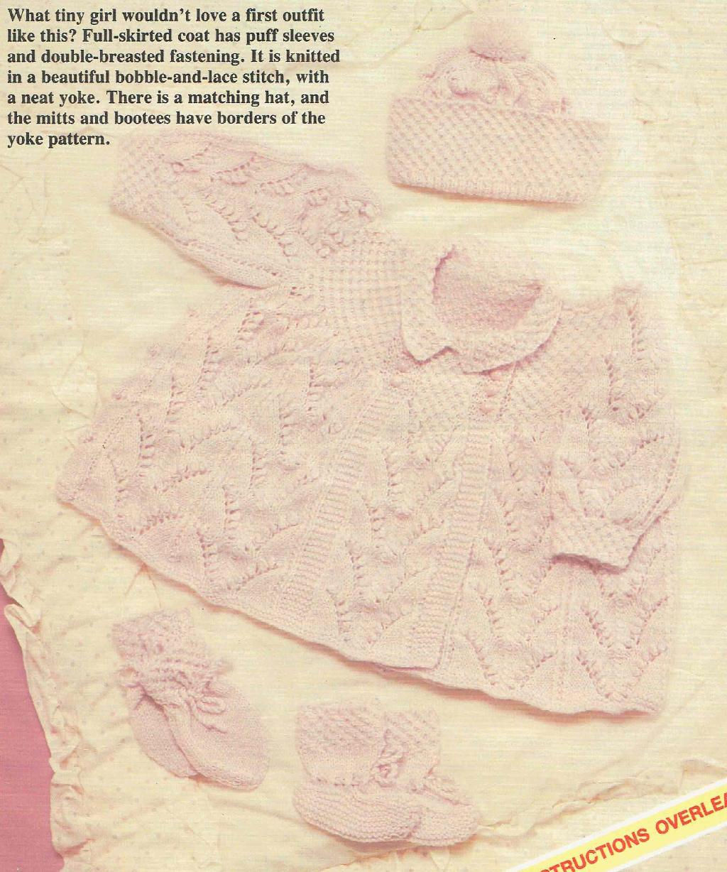 MY3A baby matinee coat set vintage knitting pattern PDF Download