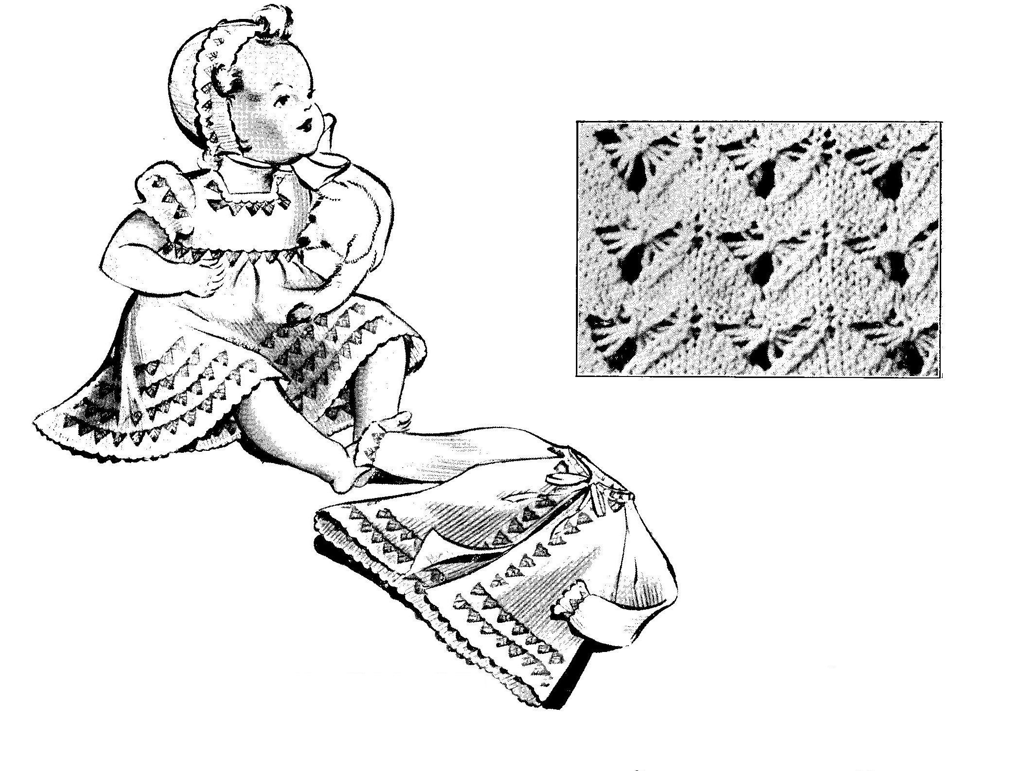 Fan stitch baby dress vintage knitting pattern  PDF Download