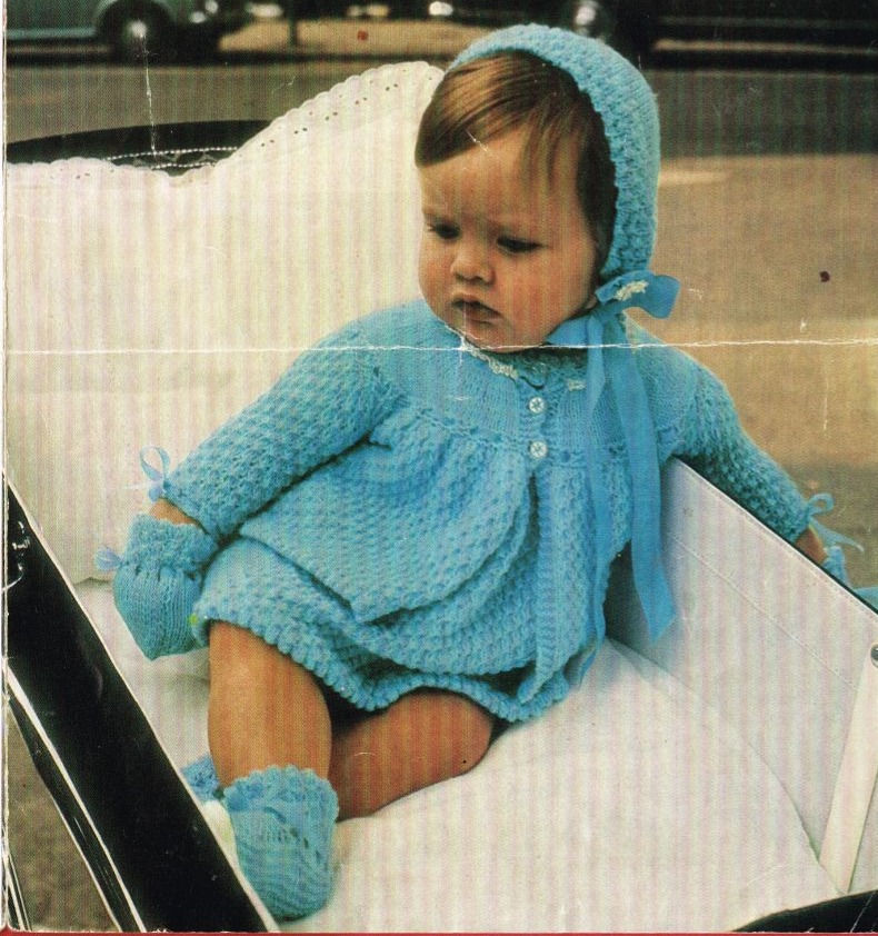 763H baby matinee coat dress vintage knitting pattern  PDF Download