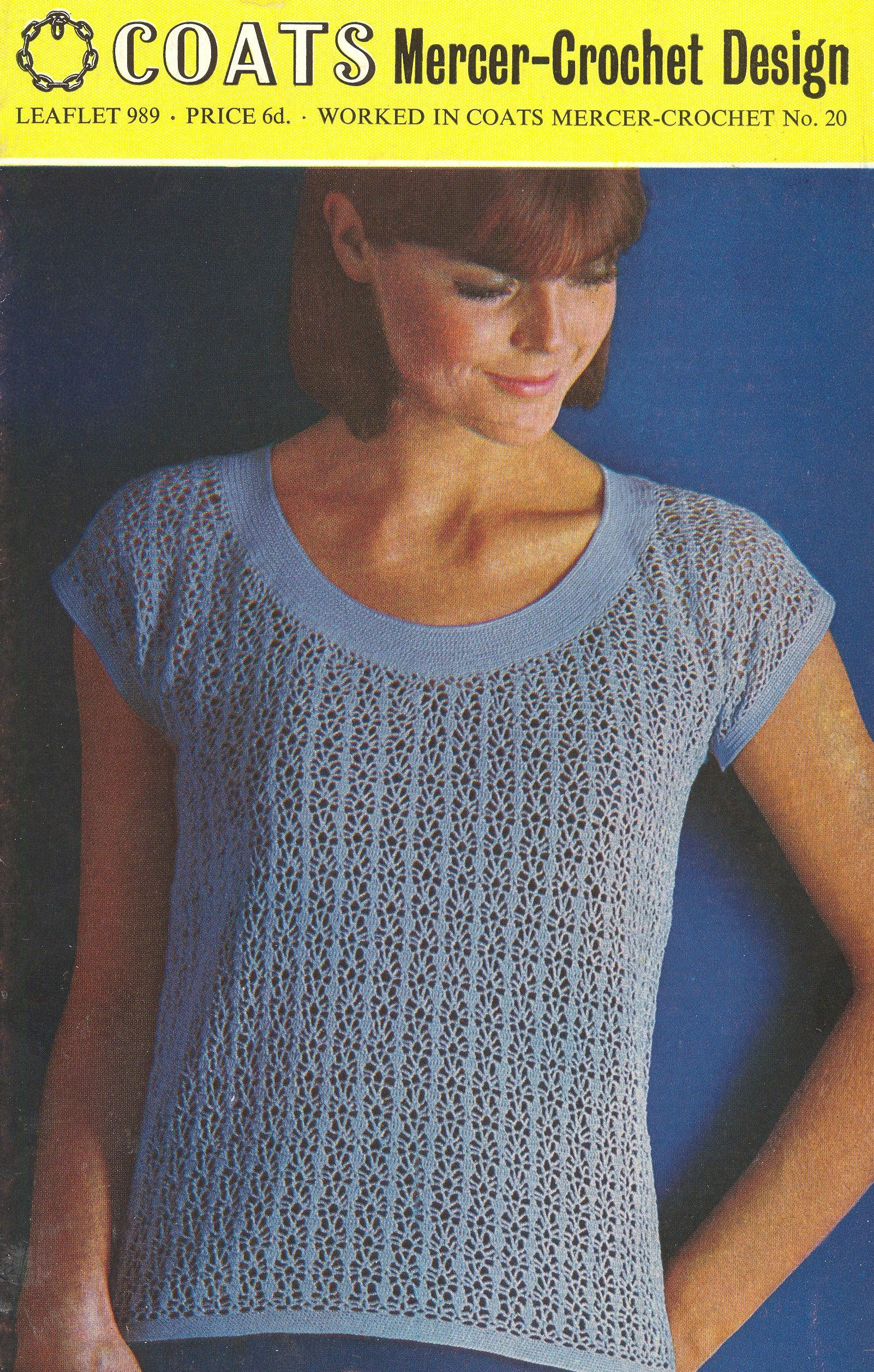 Coats 989 ladies top vintage crochet pattern PDF