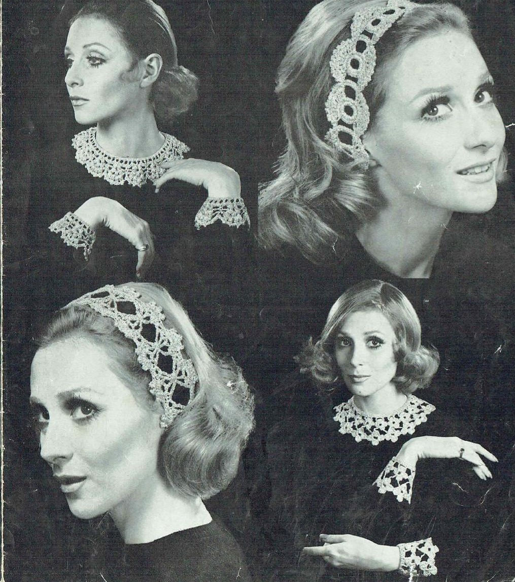 771T ladies collars headbands vintage crochet pattern  PDF Download