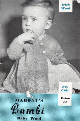 Mahoneys 562 baby matinee coat vintage knitting pattern  PDF Download