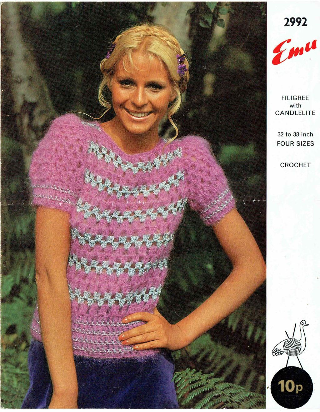 Emu 2992 ladies top vintage crochet pattern PDF