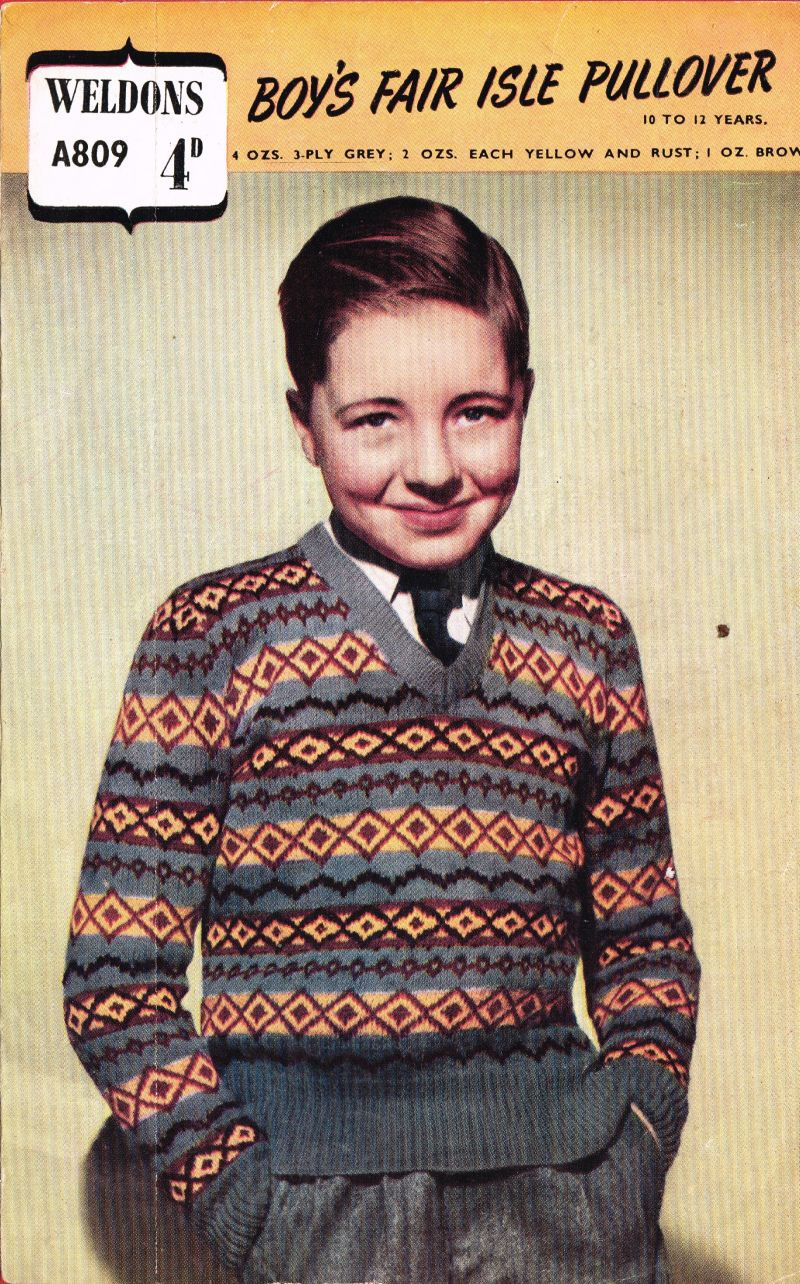 Weldons 840 boys fairisle jumper vintage knitting pattern  PDF Download