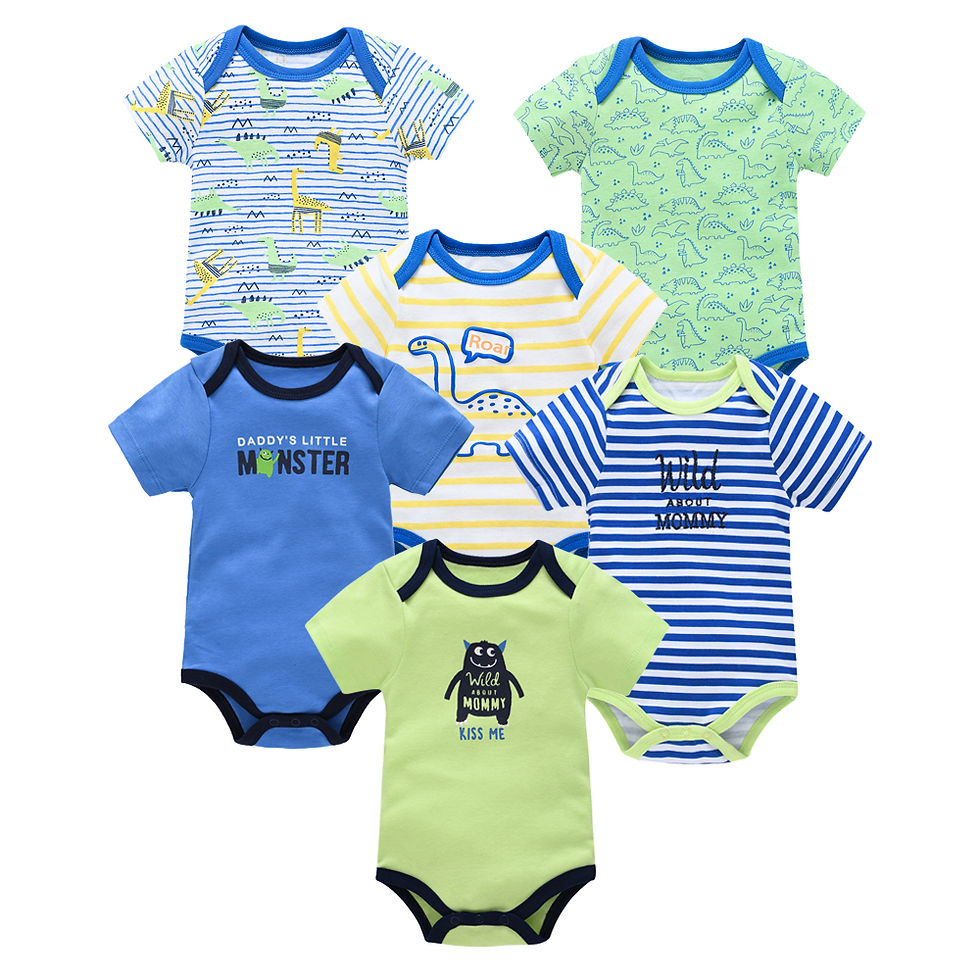 Thumbnail: Kavkas 3 Pcs 6 Pcs Baby Bodysuit Unisex 100% Cotton Short Sleeve Summer Cotton C