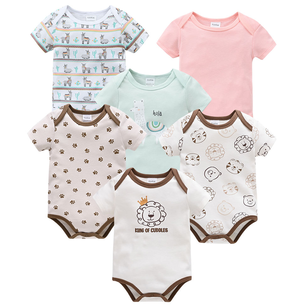 Thumbnail: Kavkas 3 Pcs 6 Pcs Baby Bodysuit Unisex 100% Cotton Short Sleeve Summer Cotton C