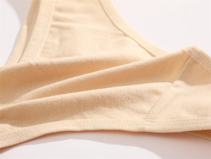 Miniatura: 4PCS/Set Women Cotton Panties Seamless Low Rise Thongs V-Waist Solid Color Breat