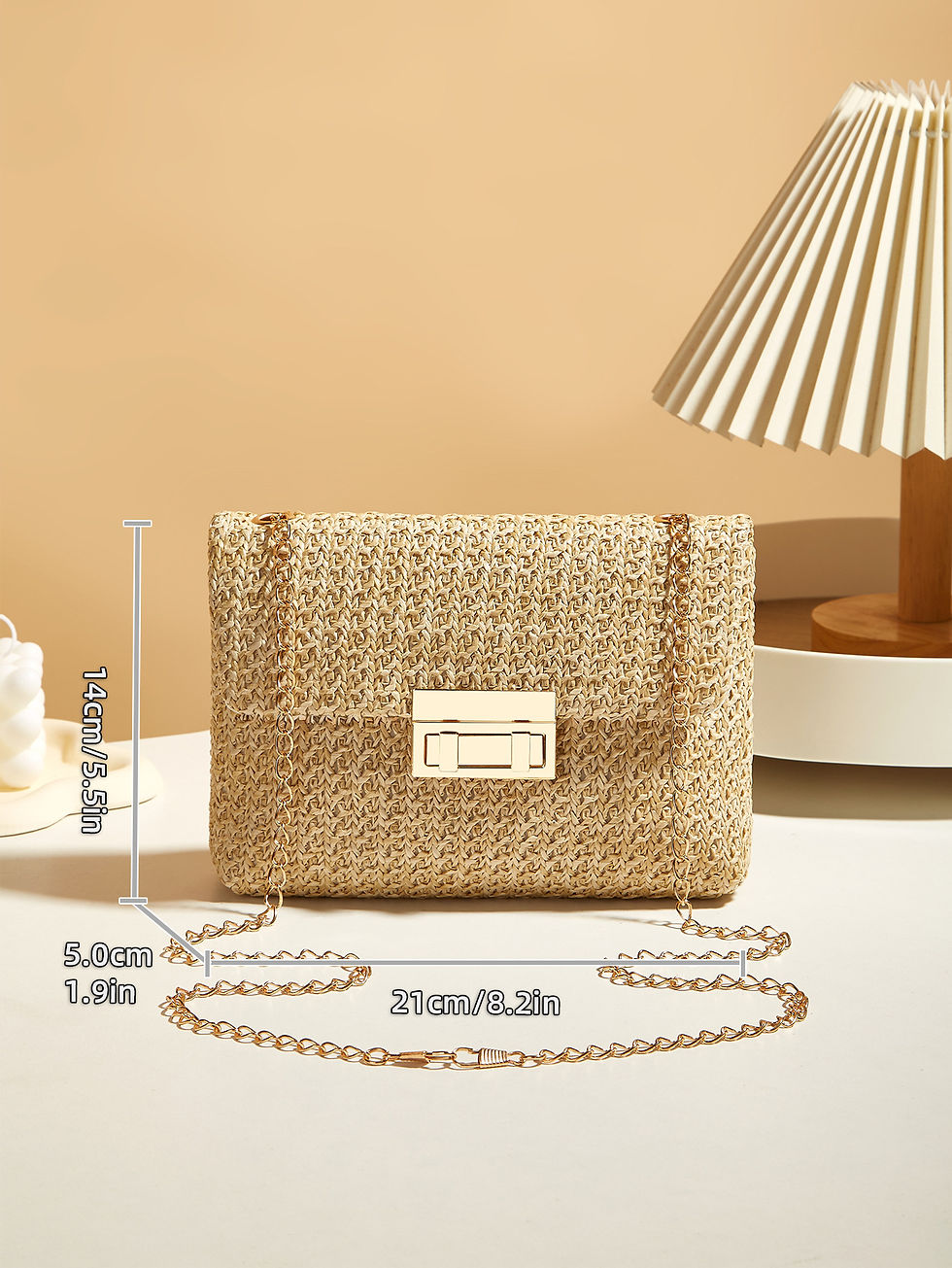 Miniatura: Woven Straw Handwoven Women's Shoulder Bag, Fashion Solid Color Crossbody Purse 