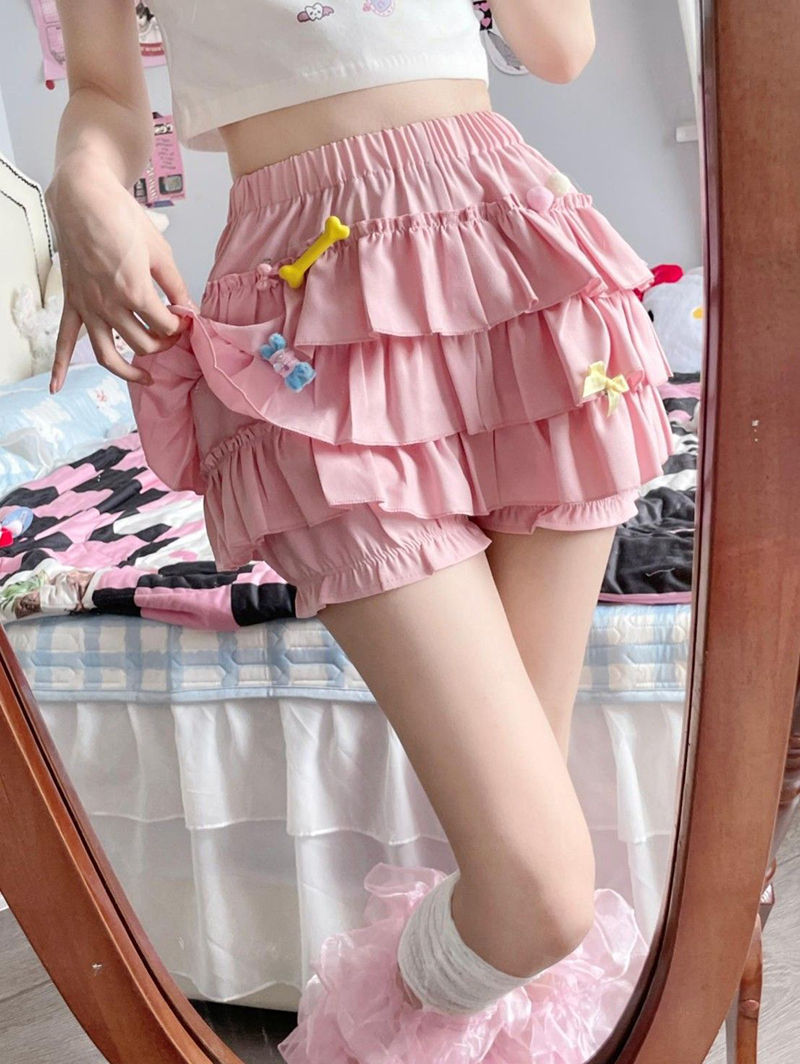 Thumbnail: MEXZT Y2K Sweet Ruffles Mini Skirt Women Kawaii Lolita Bow A Line Skirts Harajuk