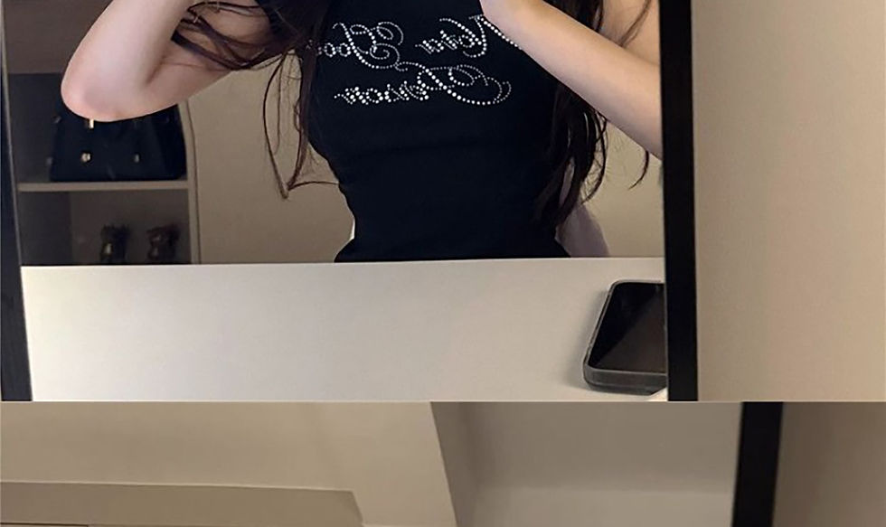 Thumbnail: American Style Short Sleeve T-Shirt Women's Summer New Fashion Printed Diamond L