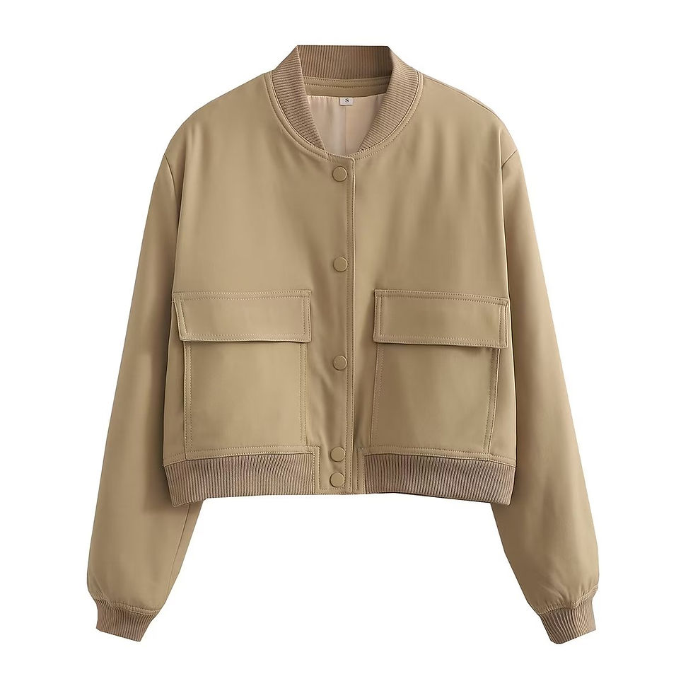 Thumbnail: Willshela Women Fashion Solid Bomber Jackets Coat With Pockets V-Neck Single Bre
