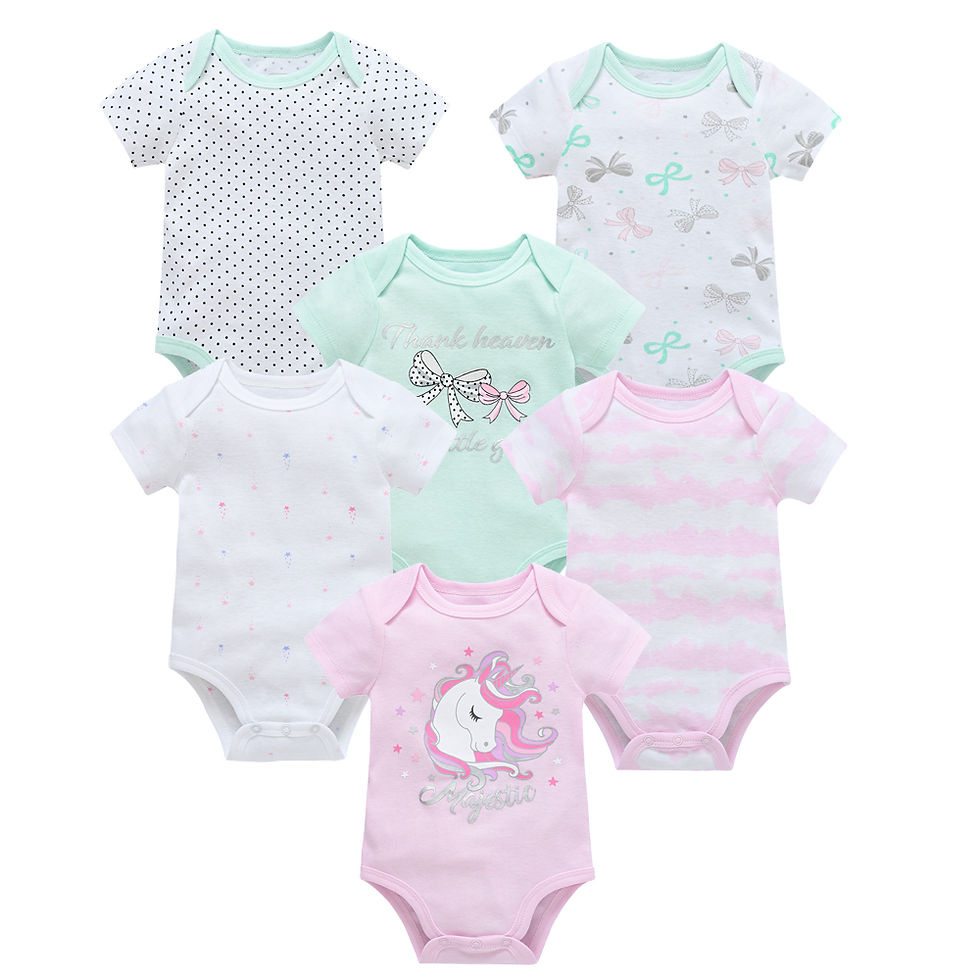 Thumbnail: Kavkas 3 Pcs 6 Pcs Baby Bodysuit Unisex 100% Cotton Short Sleeve Summer Cotton C