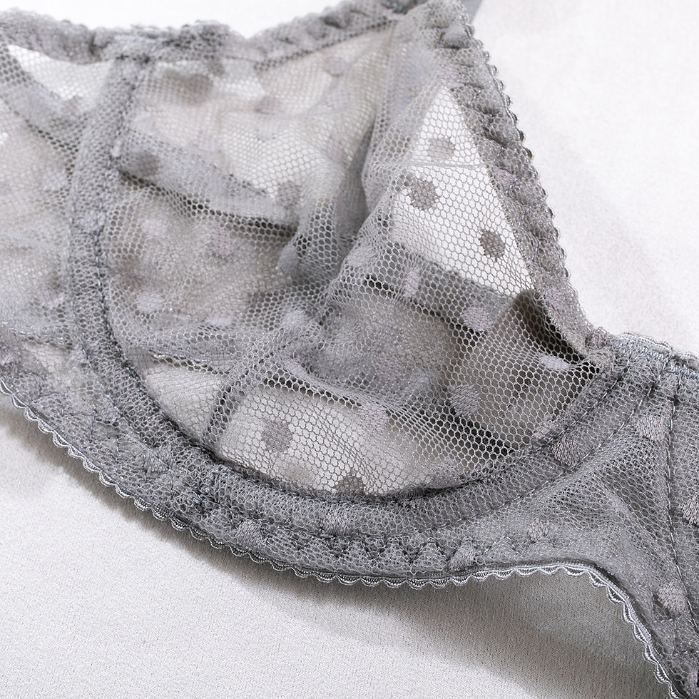 Thumbnail: Krasapt Two Piece Sexy Polka Dot Transparent Ultra Thin Sheer Mesh Underwire Bra