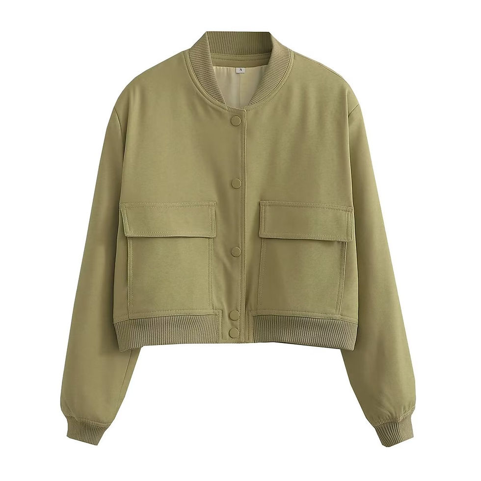 Thumbnail: Willshela Women Fashion Solid Bomber Jackets Coat With Pockets V-Neck Single Bre