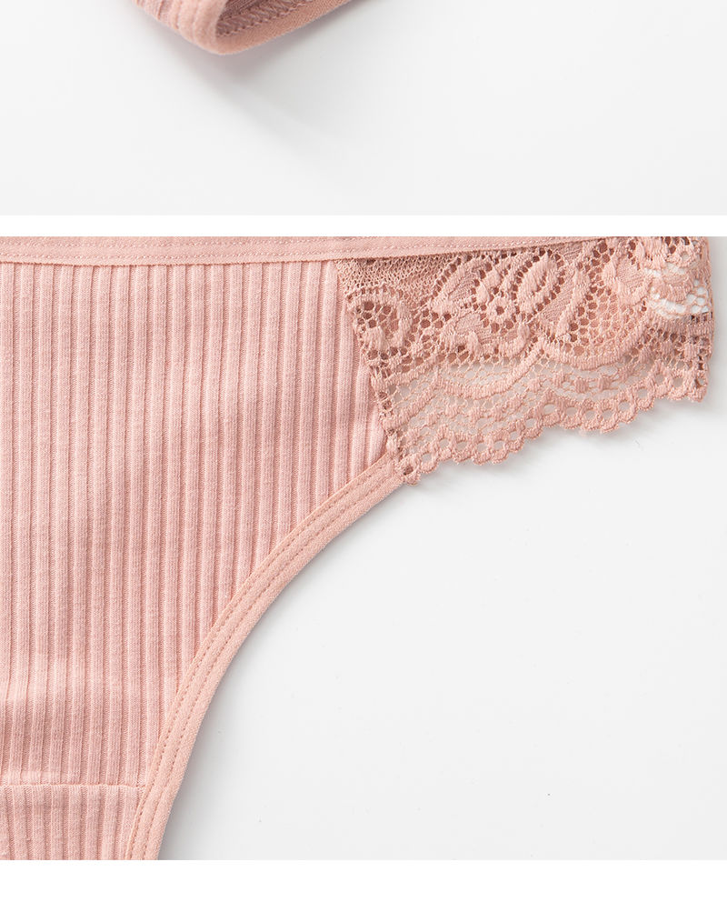 Miniatura: 3PCS Cotton Antibacterial Women's Panties Solid Color G-string Quick Drying Soft