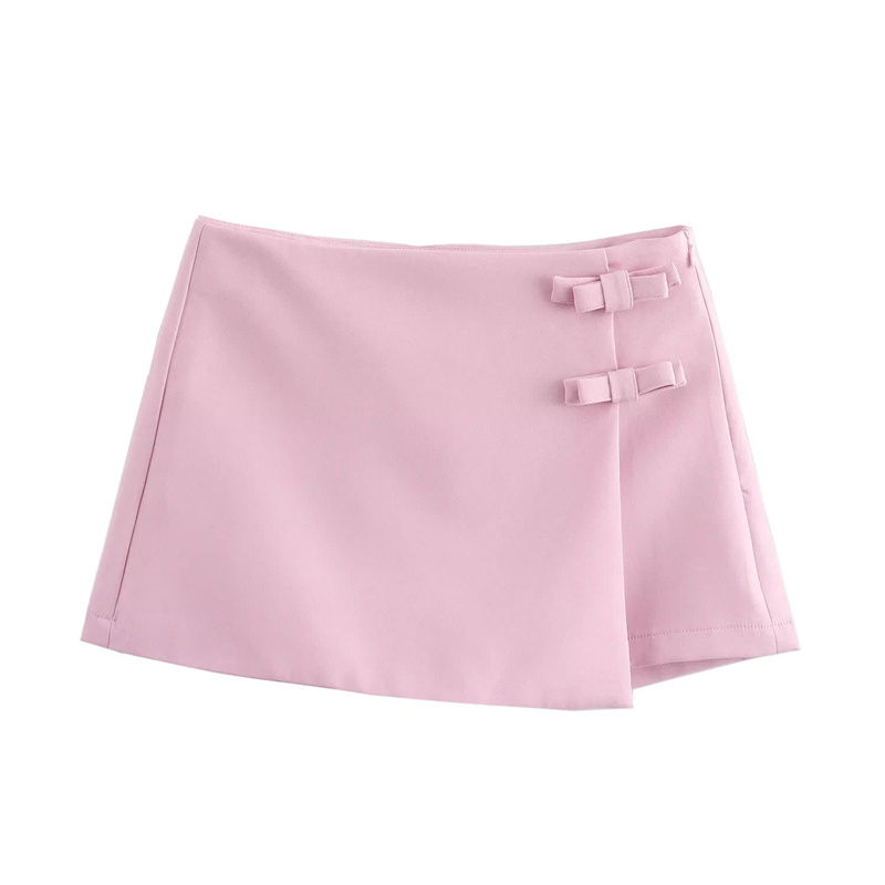 Thumbnail: MUJER 2025 Pink White Mini Skirt Woman Fashion Bow Skort For Women Summer Slit S