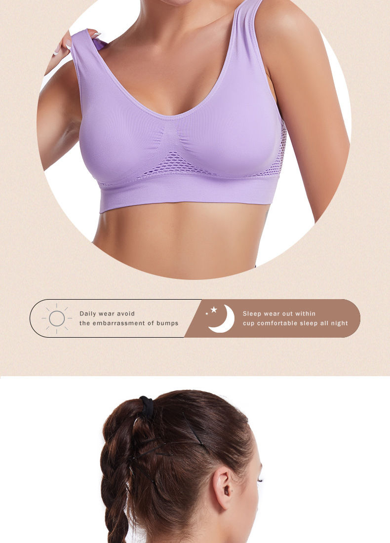 Thumbnail: S-7XL Plus Size Grid Air Holes Bra sports without underwire Women's Underwear Sh