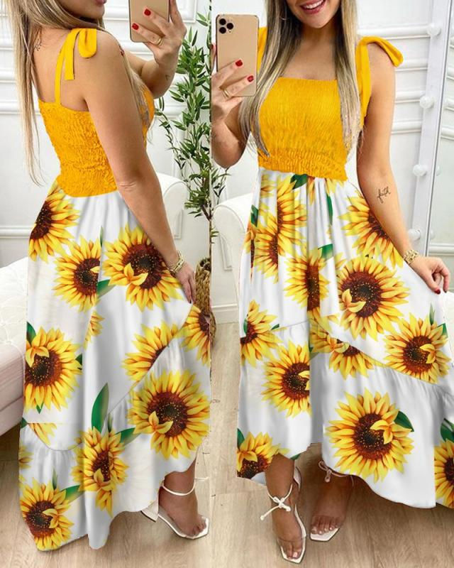 Miniatura: Summer Sexy Spaghetti Strap Floral Print Maxi Dress For Women Casual Elegant Che