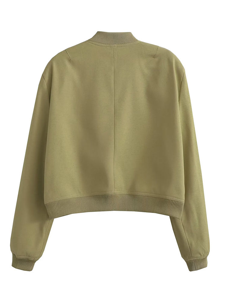 Thumbnail: Willshela Women Fashion Solid Bomber Jackets Coat With Pockets V-Neck Single Bre