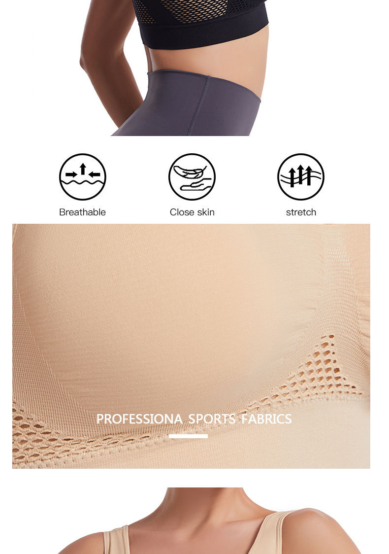 Thumbnail: S-7XL Plus Size Grid Air Holes Bra sports without underwire Women's Underwear Sh