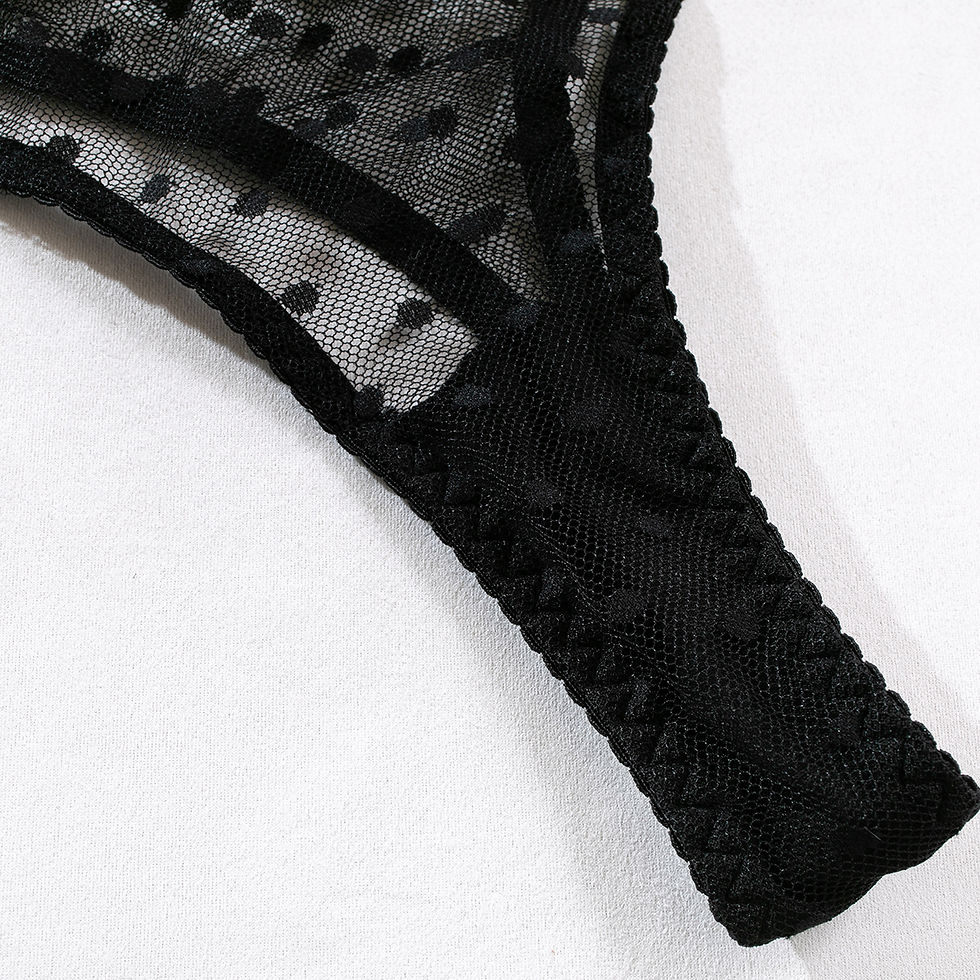 Thumbnail: Krasapt Two Piece Sexy Polka Dot Transparent Ultra Thin Sheer Mesh Underwire Bra