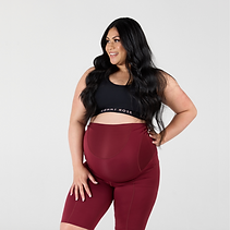Sacred Support Maternity Shorts in Burgundy-1.png