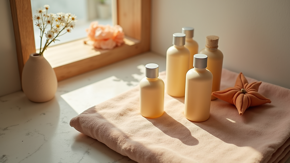High angle view of a collection of handcrafted scented self-care products
