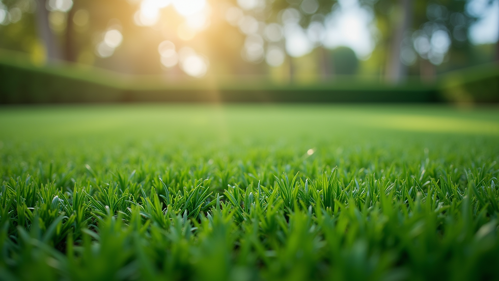 Close-up view of freshly cleaned artificial turf