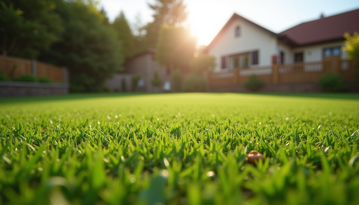 Eye-level view of clean artificial turf with no visible pet stains