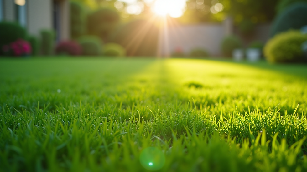 Close-up of beautifully maintained lawn with vibrant colors