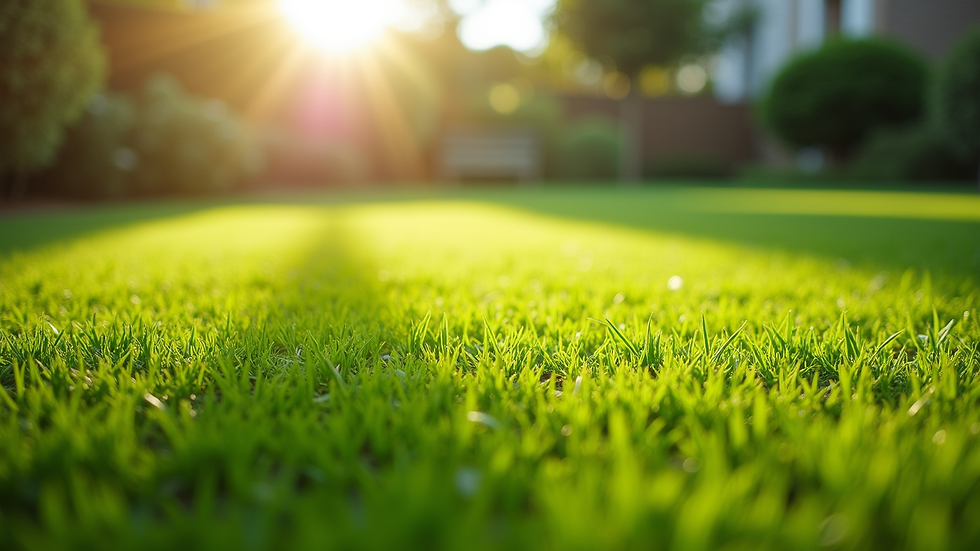 Eye-level view of a pristine artificial grass lawn