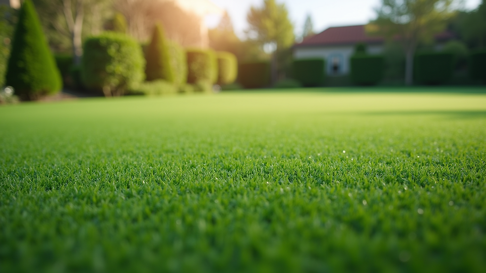 Close-up view of freshly cleaned artificial turf