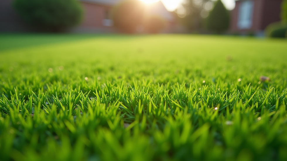 Close-up view of a freshly cleaned artificial turf lawn