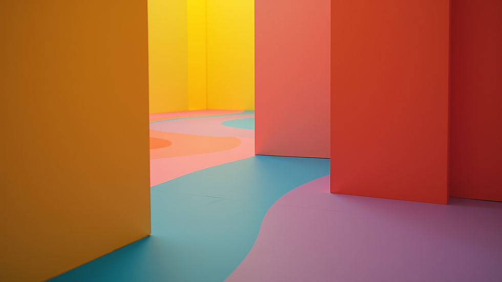 Close-up view of a colorful art installation