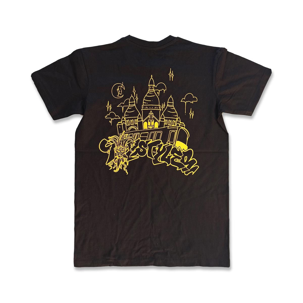 T-shirt Toystyler noir logo jaune dos