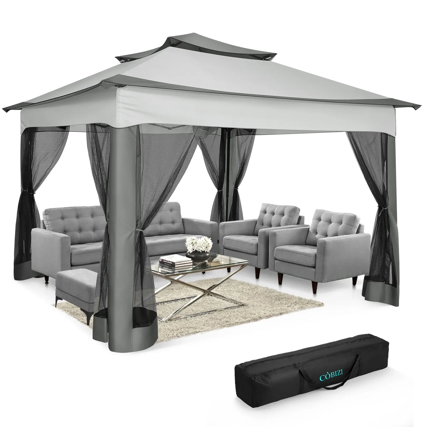 Pop up gazebo with mosquito net