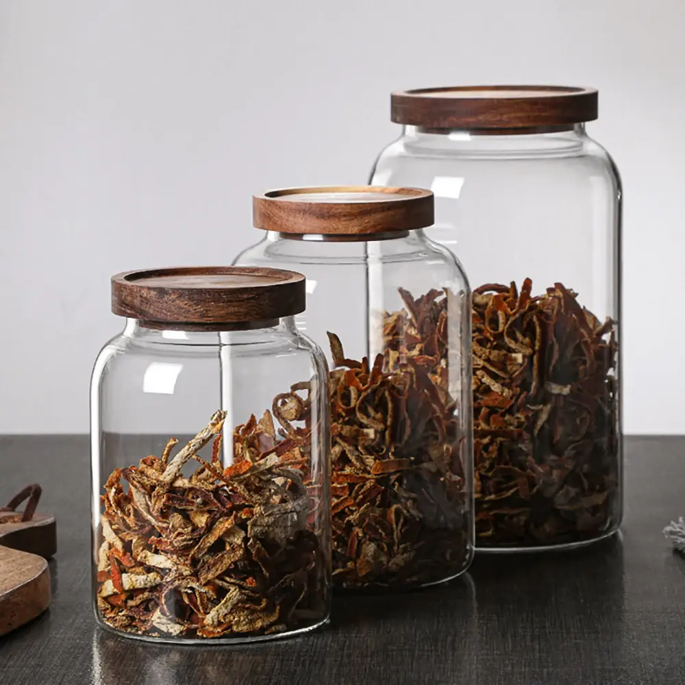 Glass jars with bamboo lids