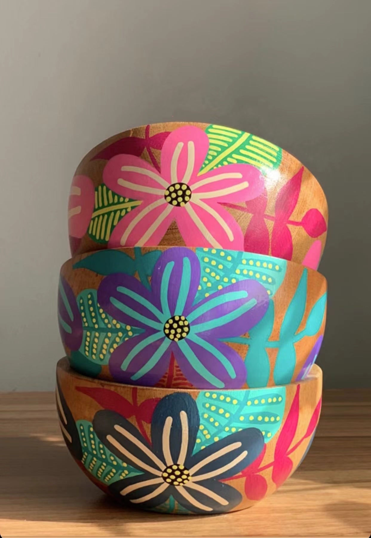 Handpainted wooden bowls