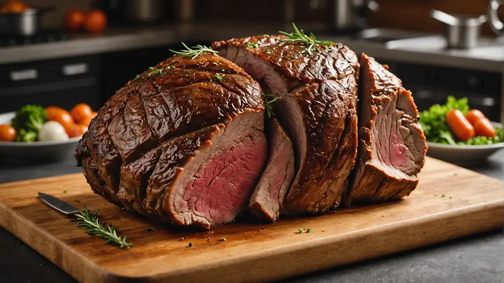 Prepared standing rib roast ready for the oven