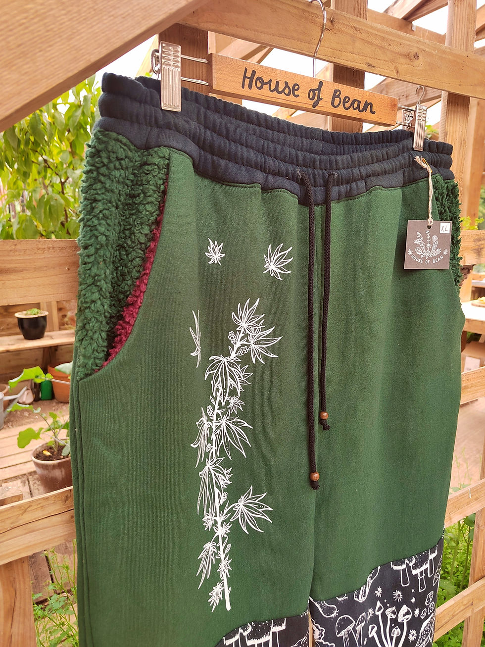 Thumbnail: green leaves hemp & cotton joggers XL reg