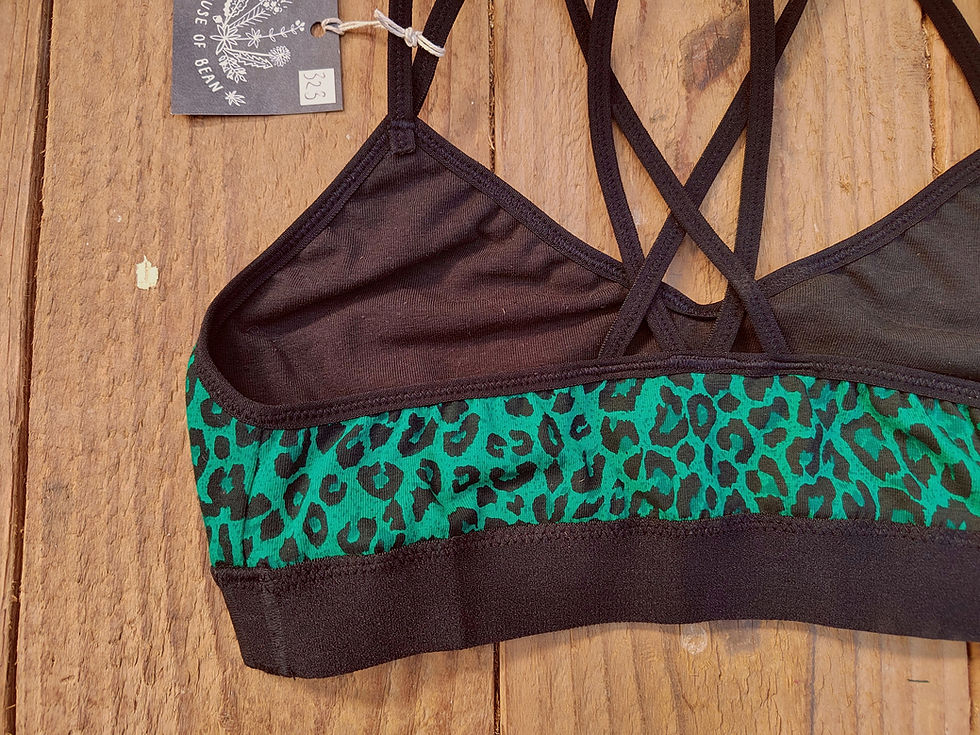 Thumbnail: peek-a-boo leopard hemp/cotton bralet