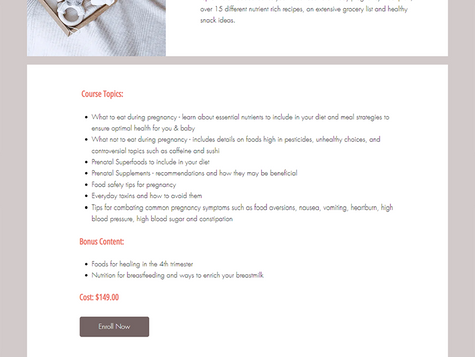 Website Design for Nesting Nutrition LLC