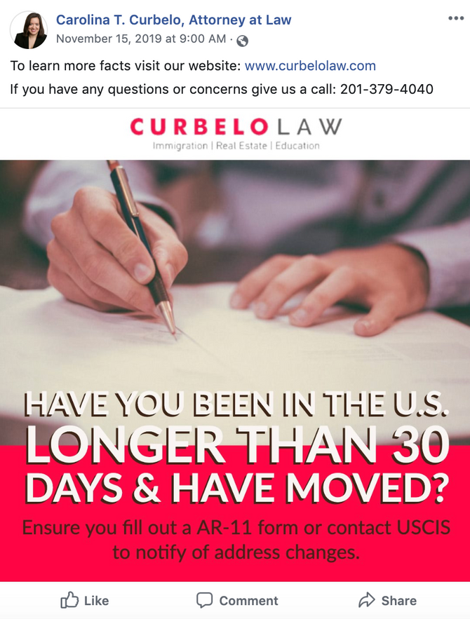 New Social Media Campaign for Curbelo Law
