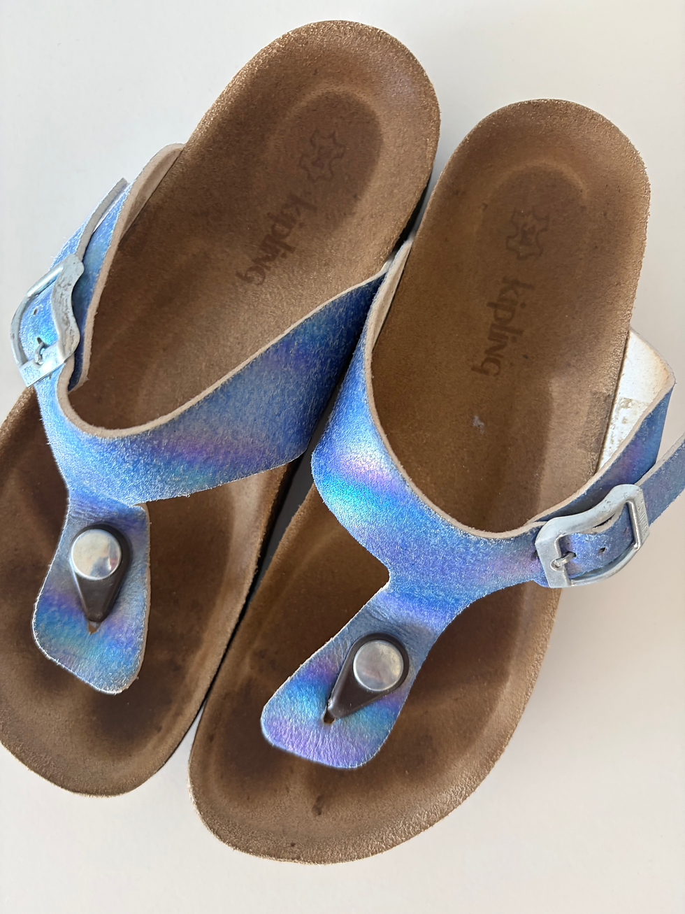 Thumbnail: schoenen: paars blauwe slippers kipling 34