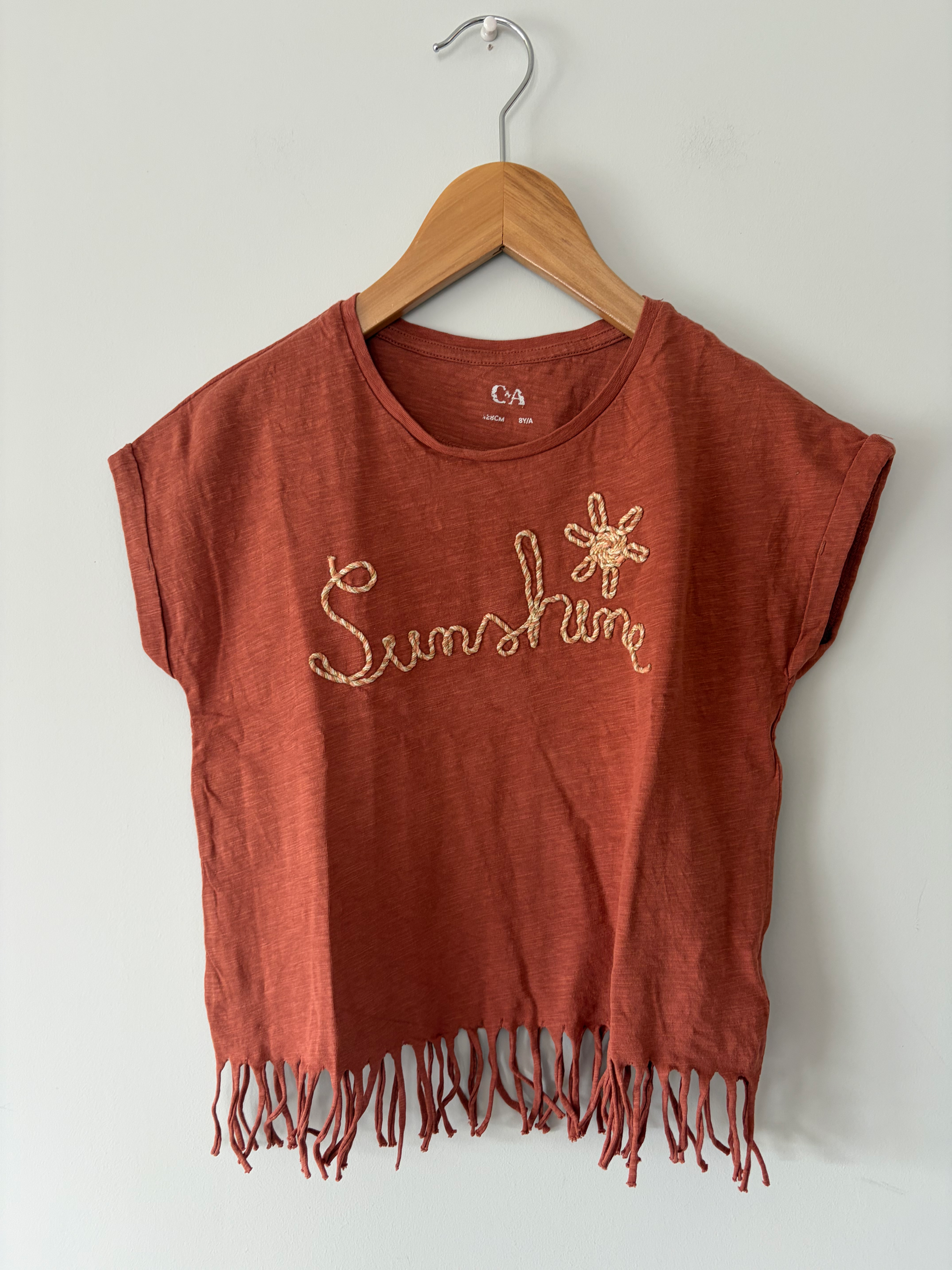 bruine t-shirt franjes c&a 128