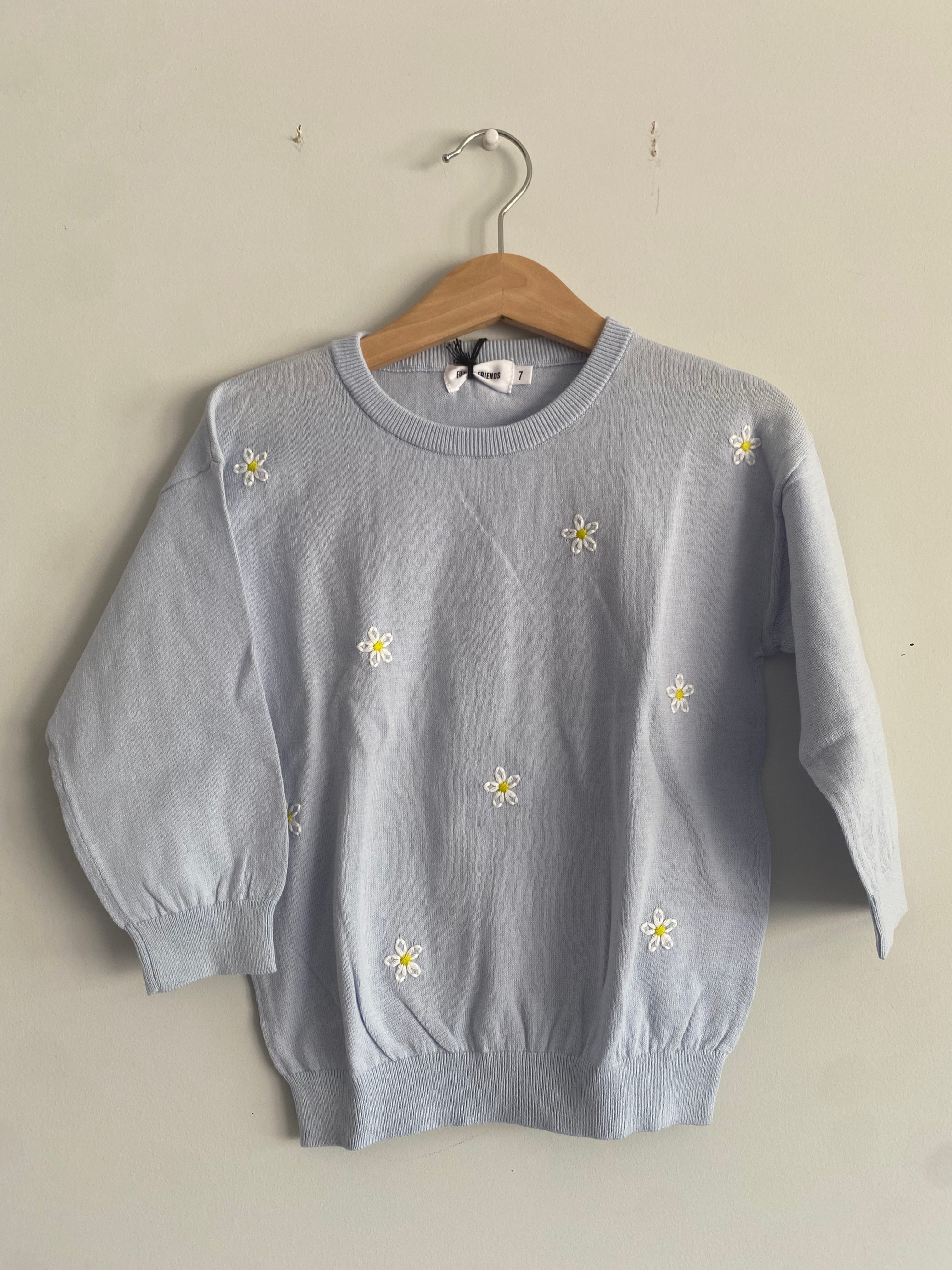 blauwe dunne trui bloemen filou & friends nieuw 122