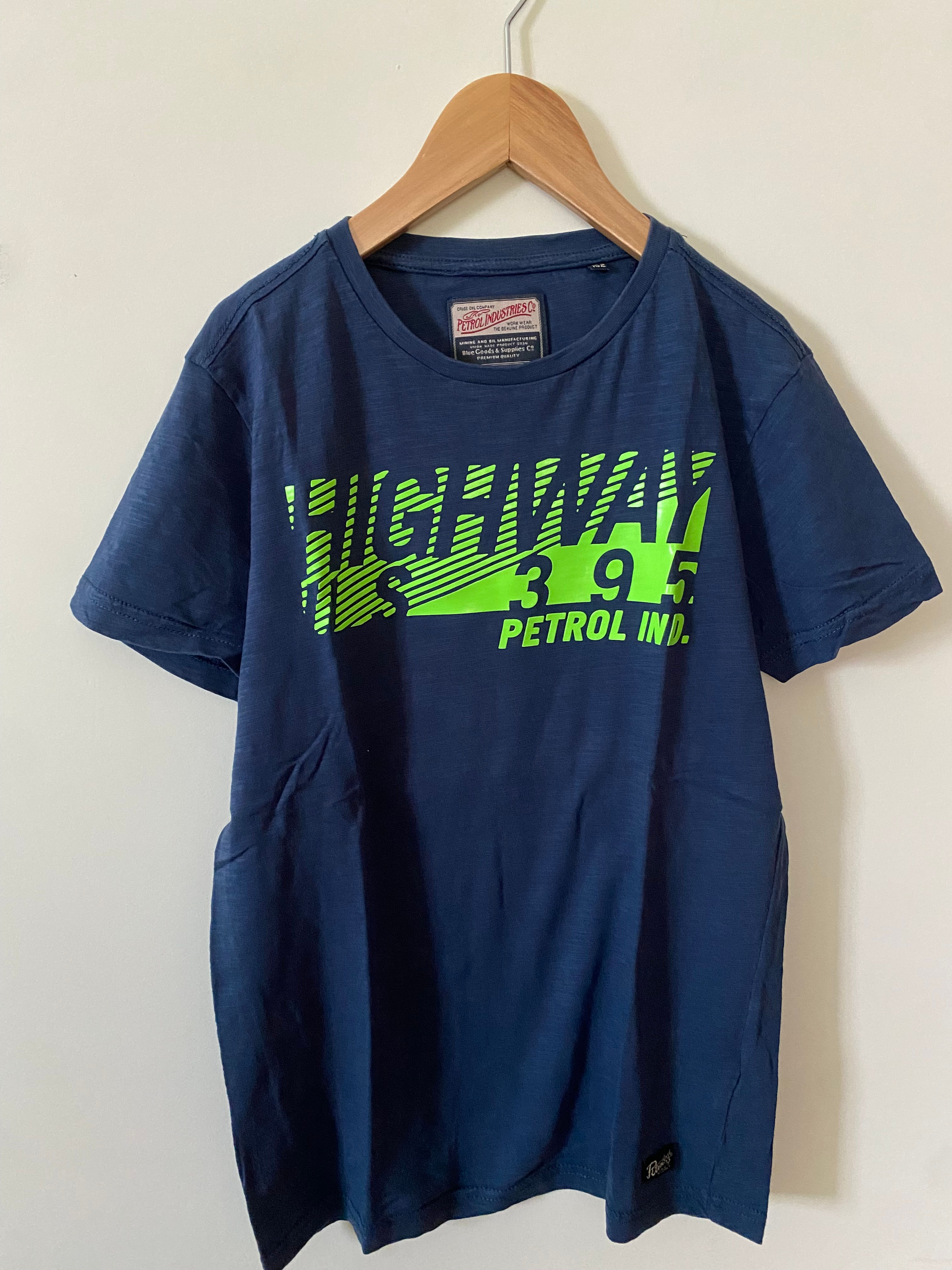 blauwe t-shirt fluo groene opdruk petrol industries 152
