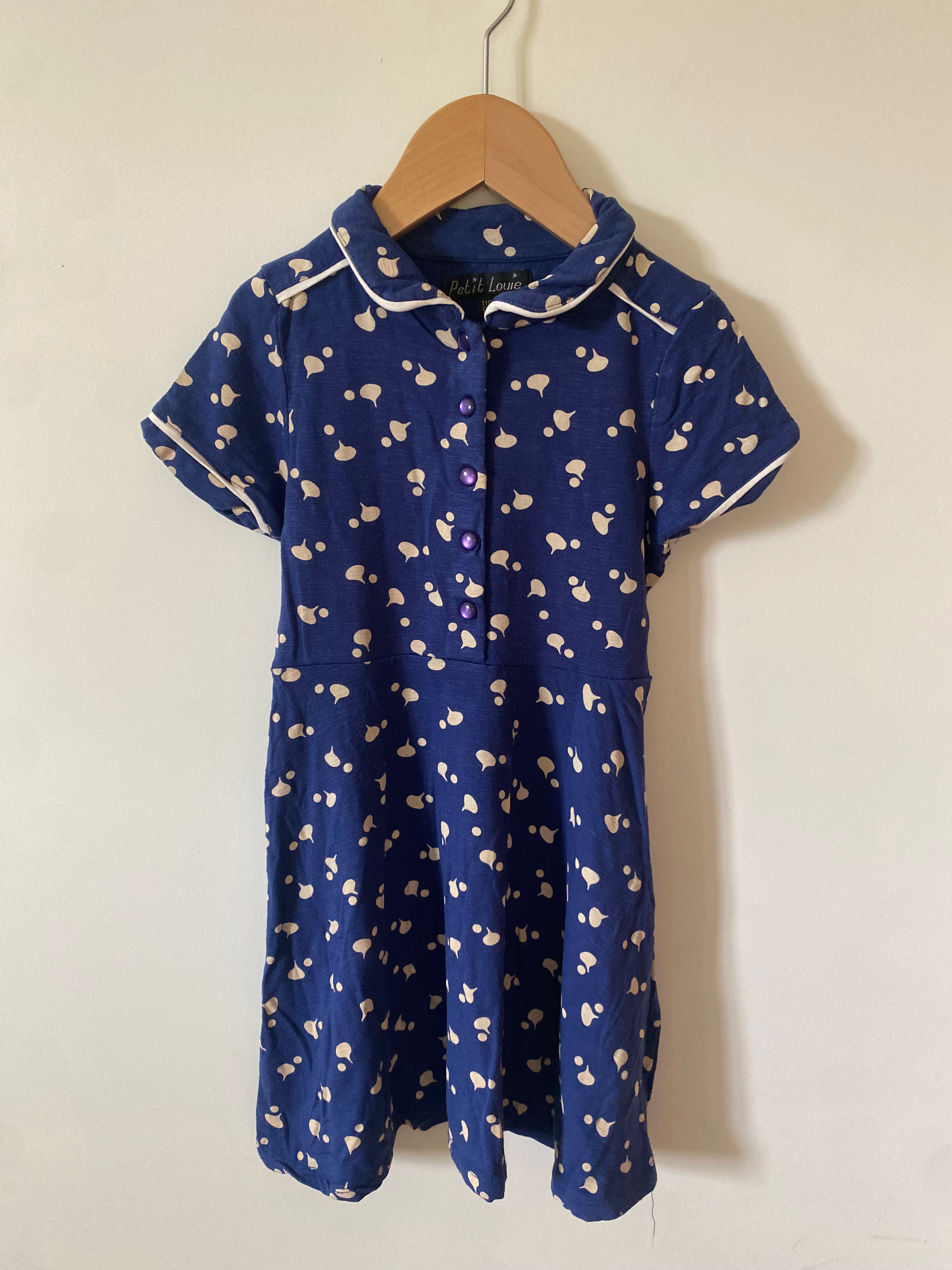 blauw kleedje print petit louie 110/116